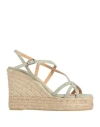Castaã±er Castañer Woman Espadrilles Sage Green Size 6.5 Leather