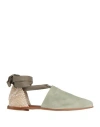 Castaã±er Castañer Woman Espadrilles Sage Green Size 8.5 Soft Leather, Textile Fibers