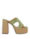 Castaã±er Castañer Woman Espadrilles Sage Green Size 5 Textile Fibers In Sage Green
