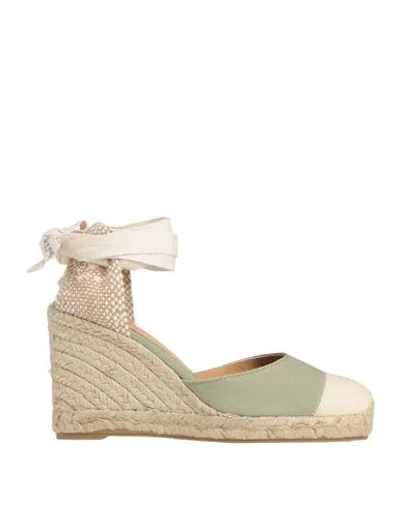 Castaã±er Castañer Woman Espadrilles Sage Green Size 6.5 Textile Fibers