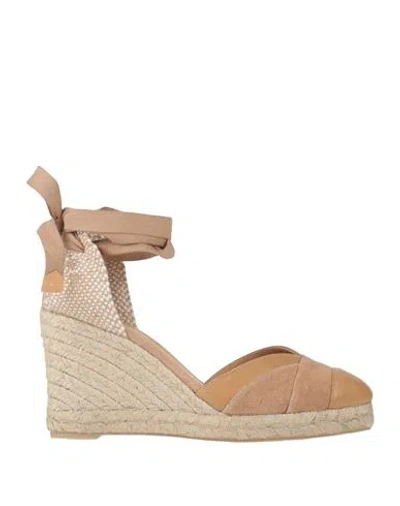 Castaã±er Castañer Woman Espadrilles Sand Size 7.5 Leather, Textile Fibers In Neutral