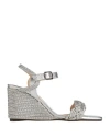 Castaã±er Brielle Metallic Wedge Espadrille Sandals In Silver