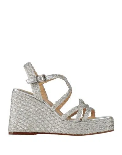 Castaã±er Castañer Woman Espadrilles Silver Size 7.5 Textile Fibers