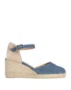 Castaã±er Castañer Woman Espadrilles Slate Blue Size 10 Textile Fibers