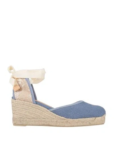 Castaã±er Castañer Woman Espadrilles Slate Blue Size 6.5 Textile Fibers