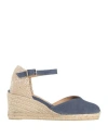 Castaã±er Castañer Woman Espadrilles Slate Blue Size 7.5 Textile Fibers