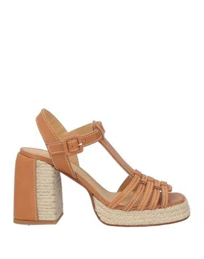 Castaã±er Castañer Woman Espadrilles Tan Size 6 Leather In Brown