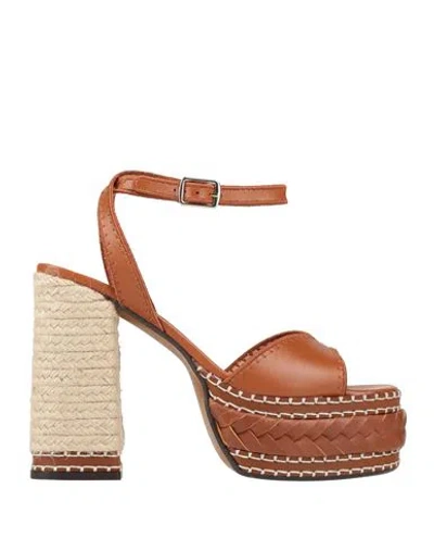 Castaã±er Castañer Woman Espadrilles Tan Size 6.5 Leather In Brown
