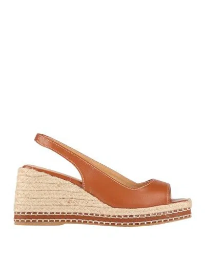 Castaã±er Castañer Woman Espadrilles Tan Size 7.5 Leather In Brown