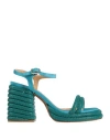Castaã±er Castañer Woman Sandals Azure Size 7.5 Textile Fibers In Blue