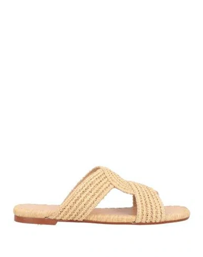 Castaã±er Castañer Woman Sandals Beige Size 7.5 Textile Fibers