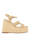 Shop Castaã±er Castañer Woman Sandals Beige Size 7.5 Textile Fibers