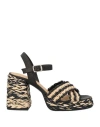 Shop Castaã±er Castañer Woman Sandals Black Size 7.5 Straw, Leather