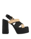 Castaã±er Castañer Woman Sandals Black Size 7.5 Textile Fibers