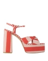 Castaã±er Castañer Woman Sandals Coral Size 7.5 Textile Fibers In Red