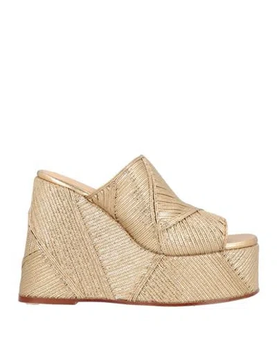 Castaã±er Castañer Woman Sandals Gold Size 7.5 Textile Fibers
