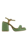 Castaã±er Castañer Woman Sandals Green Size 7.5 Textile Fibers