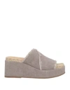 Castaã±er Castañer Woman Sandals Grey Size 7.5 Textile Fibers In Grey