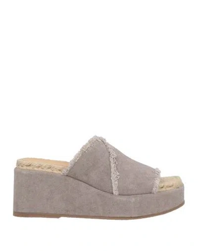 Castaã±er Castañer Woman Sandals Grey Size 7.5 Textile Fibers