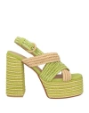 Castaã±er Castañer Woman Sandals Light Green Size 7.5 Textile Fibers In Green