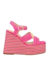 Castaã±er Castañer Woman Sandals Magenta Size 6.5 Textile Fibers In Magenta