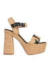 Castaã±er Agnes Platform Sandal In Natural Negro In Beige