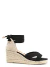 Castaã±er Black Canvas Espadrille Wedges In Black