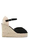 Castaã±er Castaner Bianca Raffia Wedge Espadrilles In Black