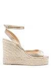 Castaã±er Round-toe Wedge Sandals In Brown