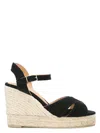 Castaã±er Castaner Blaudell Raffia Wedge Espadrilles In Black
