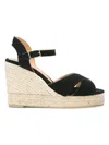 Castaã±er Castaner Blaudell Raffia Wedge Espadrilles In Black