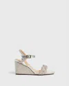 Castaã±er Brielle Metallic Wedge Espadrille Sandals In Silver