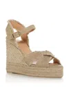 Castaã±er Carina Espadrilles Beige Jute With A Wedge In Oro Claro