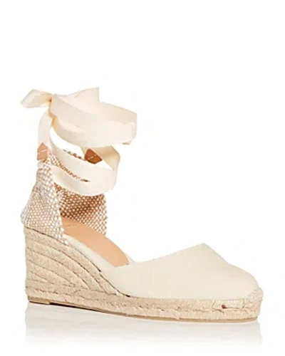 Castaã±er Women's Carina Ankle Tie Espadrille Wedge Sandals In Ivory
