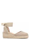 Castaã±er Carina Wrap-around Espadrille Wedges In Beige