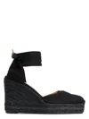 Castaã±er Carina C-8ed-001 Wedges In Black Canvas In Black