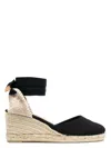 Castaã±er Black Canvas Carina Wedges In Black