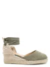 Castaã±er Almond Toe Braided Jute Espadrilles In Green