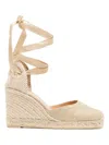 Castaã±er Women's Carina Raffia Wedge Espadrilles Sandal In Golden
