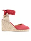 Castaã±er Red Carina 80 Cotton Canvas Wedge Sandals In Red