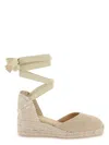 Castaã±er Carina Womens Metallic Espadrille Wedge Sandals In Beige