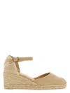 Castaã±er Carol Canvas Ankle-strap Wedge Espadrilles In Beige