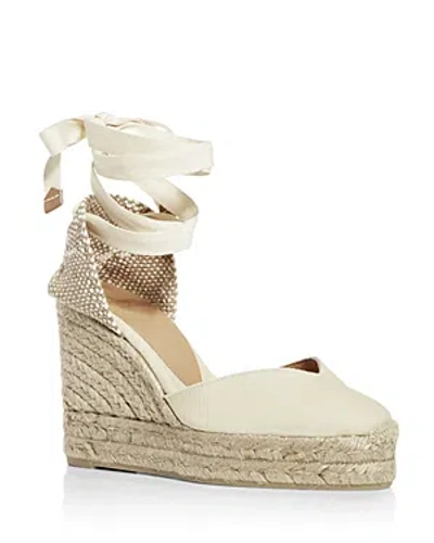 Castaã±er Women's Chiara Ankle Tie Wedge Espadrille Sandals In Ivory