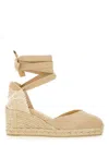 Castaã±er Castañer Carina Ankle Strap Wedge Espadrilles In Beige