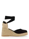 Castaã±er Castañer Tina Raffia Wedge Espadrilles In Black