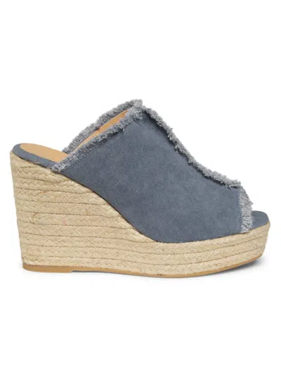 Castaã±er Women's Fatima 95mm Canvas Wedge Espadrilles In Citadel Denim Blue