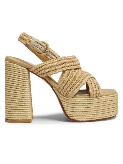 CASTAÃ±ER WOMEN'S FULVIA 130MM RAFFIA PLATFORM SANDALS