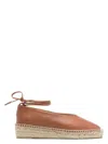 Castaã±er Leather Espadrilles With Braided Raffia Sole In Leather Brown