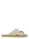 Castaã±er Castaner Womens Taupe Palmera Cross-over Linen Mules In White