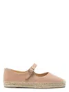 Castaã±er Leather Espadrilles With Braided Raffia Sole In Beige
